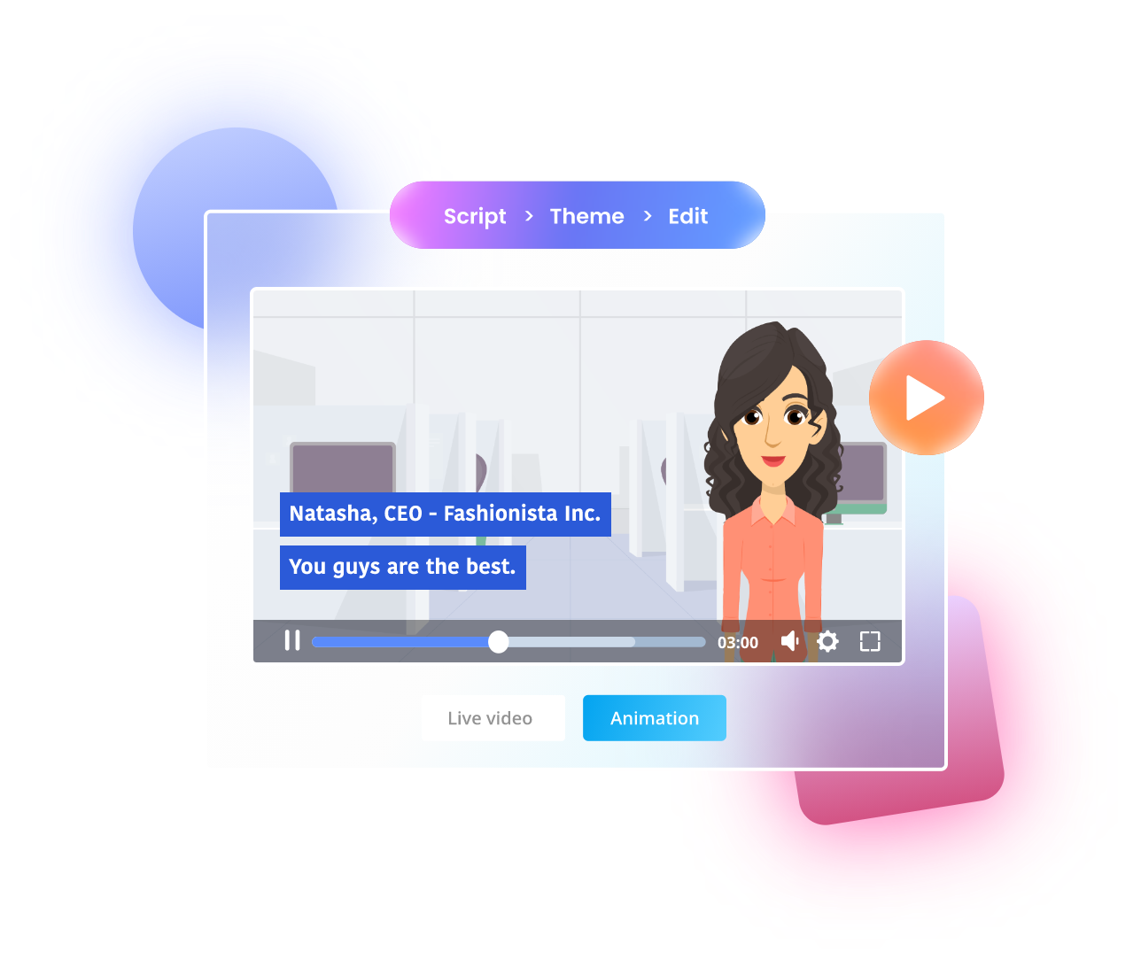 Video showing how to use the 3d explainer video maker